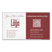 Elegante Professionele Logo QR-Code Haarsalon Magnetisch Visitekaartje (Voorkant)