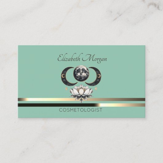 Elegante professionele Lotus Moon Stripes Mint Gro Visitekaartje (Voorkant)
