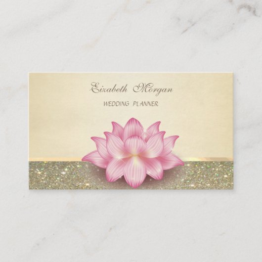 Elegante Professionele Luxe Glitter Lotus Visitekaartje (Voorkant)