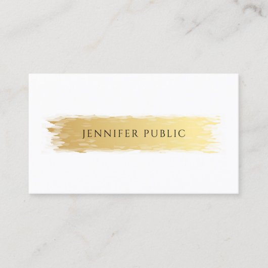 Elegante professionele luxe Sjabloon Gold White Visitekaartje (Voorkant)