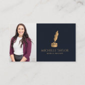 Elegante Professionele Marine Mobiele Notaris QR C Visitekaartje (Voorkant)