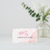 Elegante professionele minimale roze kapper visitekaartje (Staand voorkant)