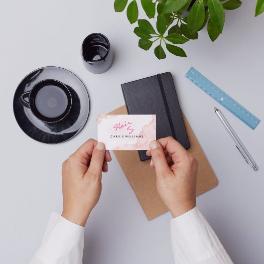 Elegante professionele minimale roze kapper visitekaartje
