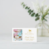 Elegante Professionele Monogram Gouden Vlinder Fot Visitekaartje (Staand voorkant)