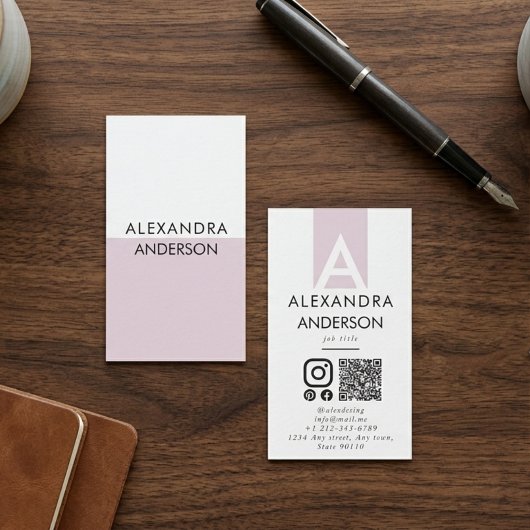 Elegante professionele monogram minimale QR-code Visitekaartje