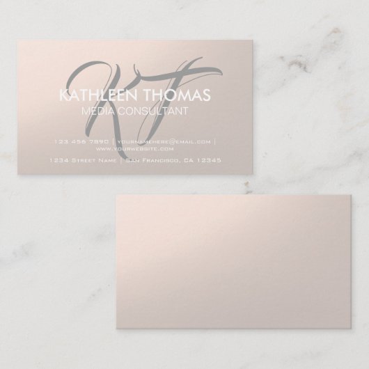 Elegante Professionele Monogram Moderne Metaalblik Visitekaartje (Voorkant / Achterkant)