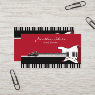 Elegante professionele pianotoetsen en gitaarmuzie visitekaartje