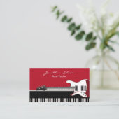 Elegante professionele pianotoetsen en gitaarmuzie visitekaartje (Staand voorkant)