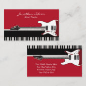 Elegante professionele pianotoetsen en gitaarmuzie visitekaartje (Voorkant / Achterkant)