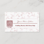 Elegante professionele roze & witte kapper visitekaartje (Voorkant)