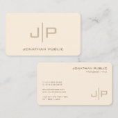 Elegante professionele Sjabloon monogram crème Visitekaartje (Voorkant / Achterkant)