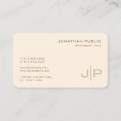 Elegante professionele Sjabloon monogram crème Visitekaartje (Achterkant)
