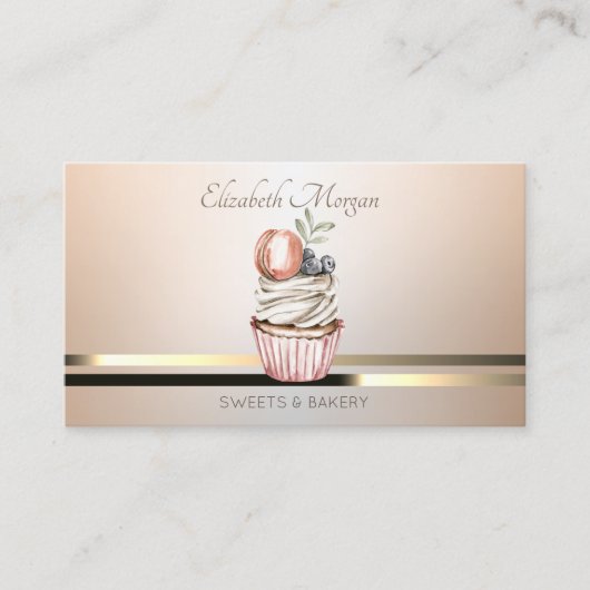 Elegante professionele strepen, cupcake visitekaartje (Voorkant)