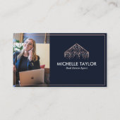 Elegante professionele vastgoedmakelaar foto QR Visitekaartje (Voorkant)