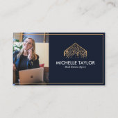 Elegante professionele vastgoedmakelaar foto QR Visitekaartje (Voorkant)