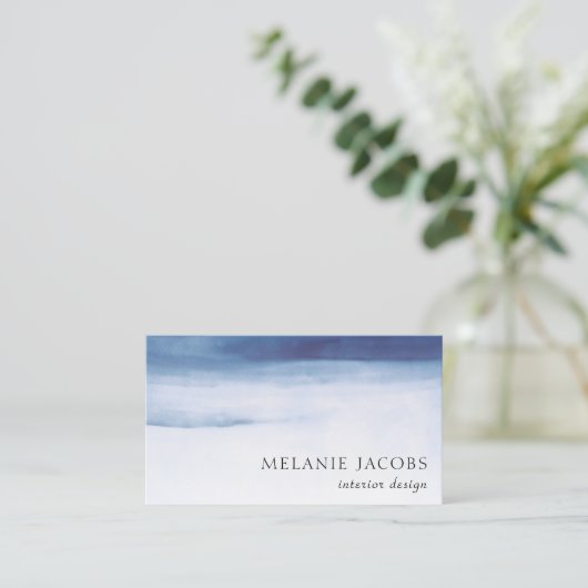 elegante professionele waterverf blauw visitekaartje (Staand voorkant)