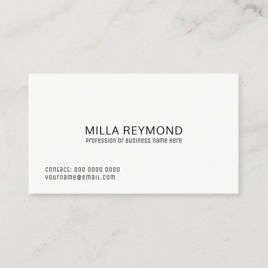 Elegante professionele witte basis visitekaartje (Voorkant)