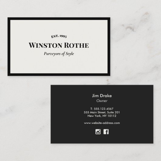 Elegante professionele witte zwarte rand visitekaartje (Voorkant / Achterkant)