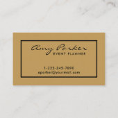 Elegante Professionele Zwart & Goud Wedding Planne Visitekaartje (Achterkant)