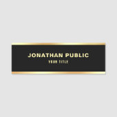 Elegante Professionele Zwart & Gouden Sjabloon Tre Naamplaatje (Voorkant)