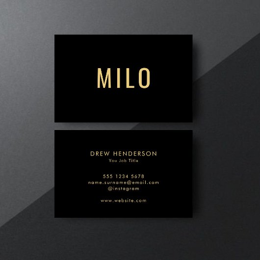 Elegante Professionele Zwart & Gouden Typografie Visitekaartje