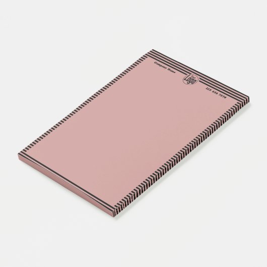 Elegante Professionele Zwart & Roze Custom Logo Post-it® Notes (Schuin)