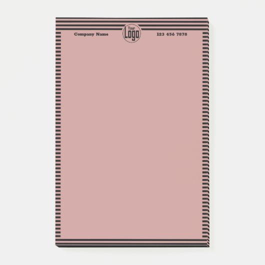 Elegante Professionele Zwart & Roze Custom Logo Post-it® Notes (Voorkant)