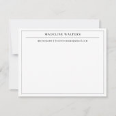 Elegante professionele zwart wit monogram rand notitiekaartje (Voorkant)