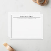 Elegante professionele zwart-wit monogramrand notitiekaartje (Voorkant / Achterkant in situ)