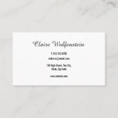 Elegante professionele zwart-wit script visitekaartje (Achterkant)