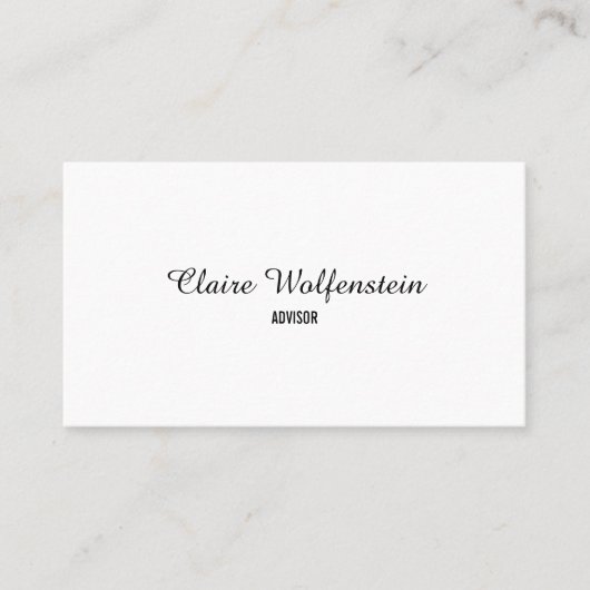 Elegante professionele zwart-wit script visitekaartje (Voorkant)