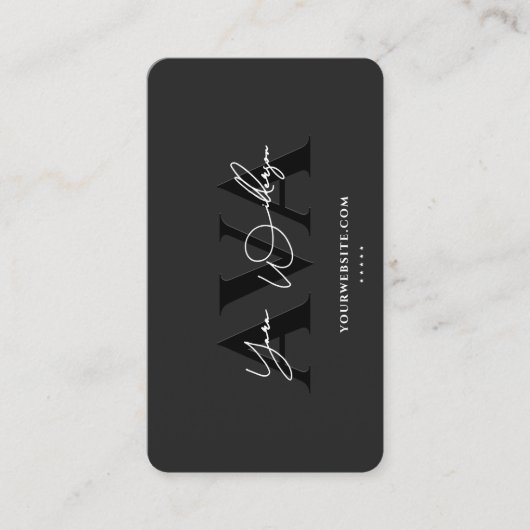 Elegante professionele zwarte handtekening visitekaartje (Voorkant)