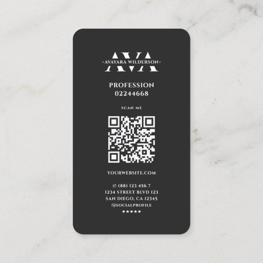 Elegante professionele zwarte handtekening visitekaartje (Achterkant)