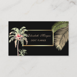 Elegante professionele zwarte lijst palmboom bloem visitekaartje