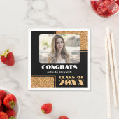 Elegante Proficiat Afstuderen Gouden Glitter Foto Servet (Insitu)