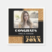 Elegante Proficiat Afstuderen Gouden Glitter Foto Servet (Voorkant)