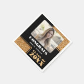 Elegante Proficiat Afstuderen Gouden Glitter Foto Servet (Hoek)