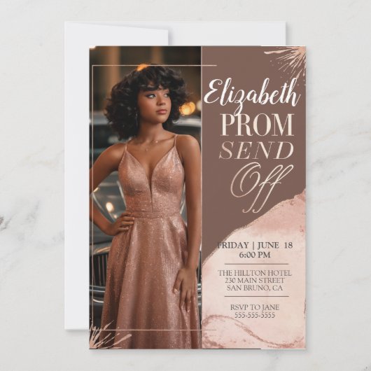 Elegante Prom Stuur Van De Aarde Roze Portret Foto Kaart (Voorkant)