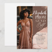 Elegante Prom Stuur Van De Aarde Roze Portret Foto Kaart (Voorkant / Achterkant)