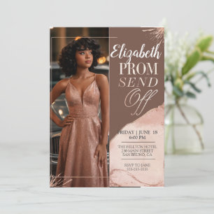 Elegante Prom Stuur Van De Aarde Roze Portret Foto Kaart