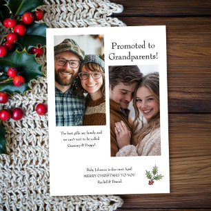 Elegante 'Promotie tot Grootouders' Kerstfoto Feestdagenkaart