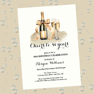 Elegante Proost op 40 Jaar Champagne 40e Verjaarda Kaart