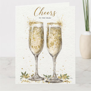 Elegante "Proost op de Jaren" Gouden Champagne Kaart