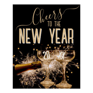 Elegante “Proost op het Nieuwe Jaar” Perfect Poster
