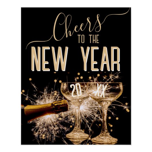Elegante “Proost op het Nieuwe Jaar”  Perfect Poster (Voorkant)