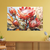 Elegante Protea Art sierlijk bloemontwerp Canvas Afdruk (Insitu (Woonkamer))