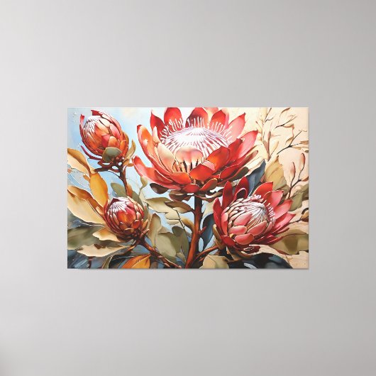 Elegante Protea Art sierlijk bloemontwerp Canvas Afdruk (Voorkant)