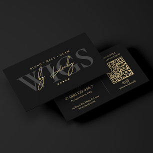 Elegante Pruikenstylist Pruikenzaak Zwarte Handtek Visitekaartje