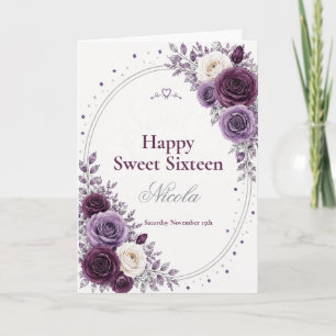 Elegante pruim amethist Sweet 16 Kaart