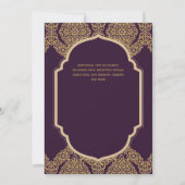 Elegante Pruim Bes Gouden Sierlijke Trouw Kaart (Achterkant)